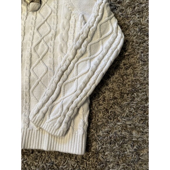 Gymboree Girls Size 7 White Cable Knit Sweater Gold Bow Party Fancy Holiday - Picture 6 of 9